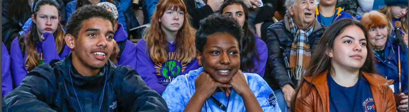 Cheerful attendees at public meeting